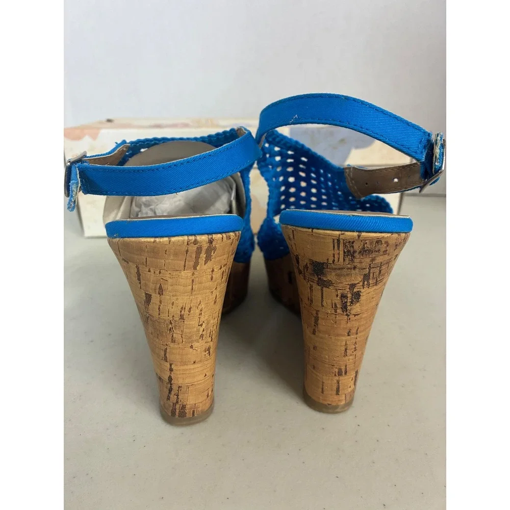 Mudd‎ Womens Electric Blue Woven Cork Wedge Sandals MDKNOLLBRIGHT Size 7.5  NEW